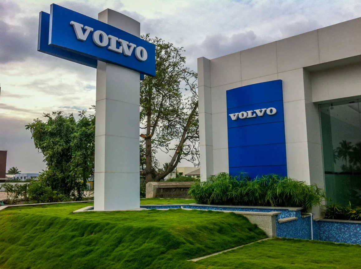 Volvo car showroom on Avinashi road at Coimbatore reflecting the brand image.