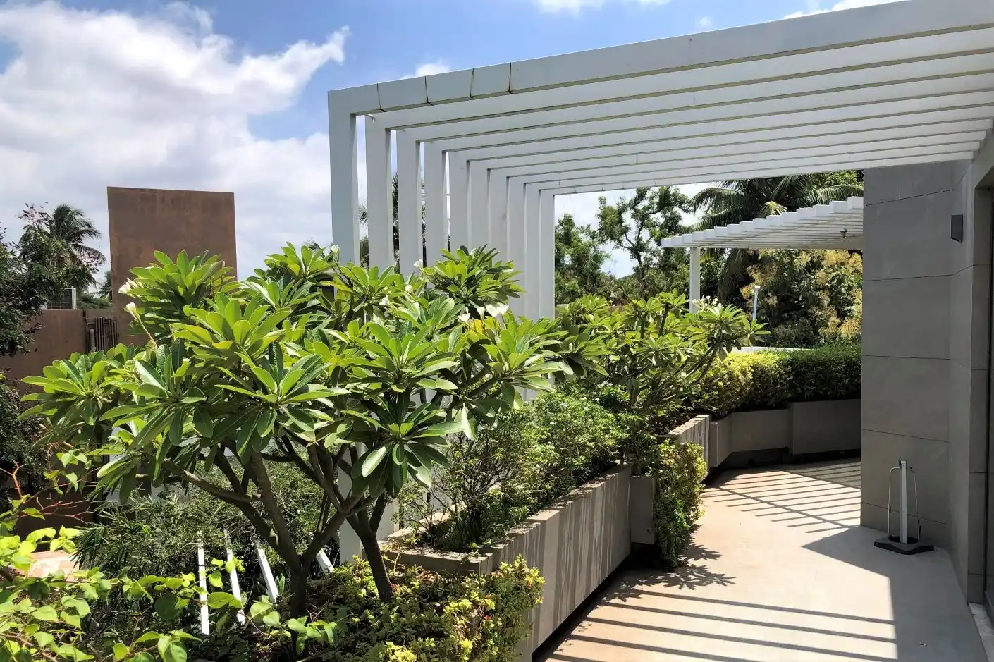 Multi level landscape for a residence.