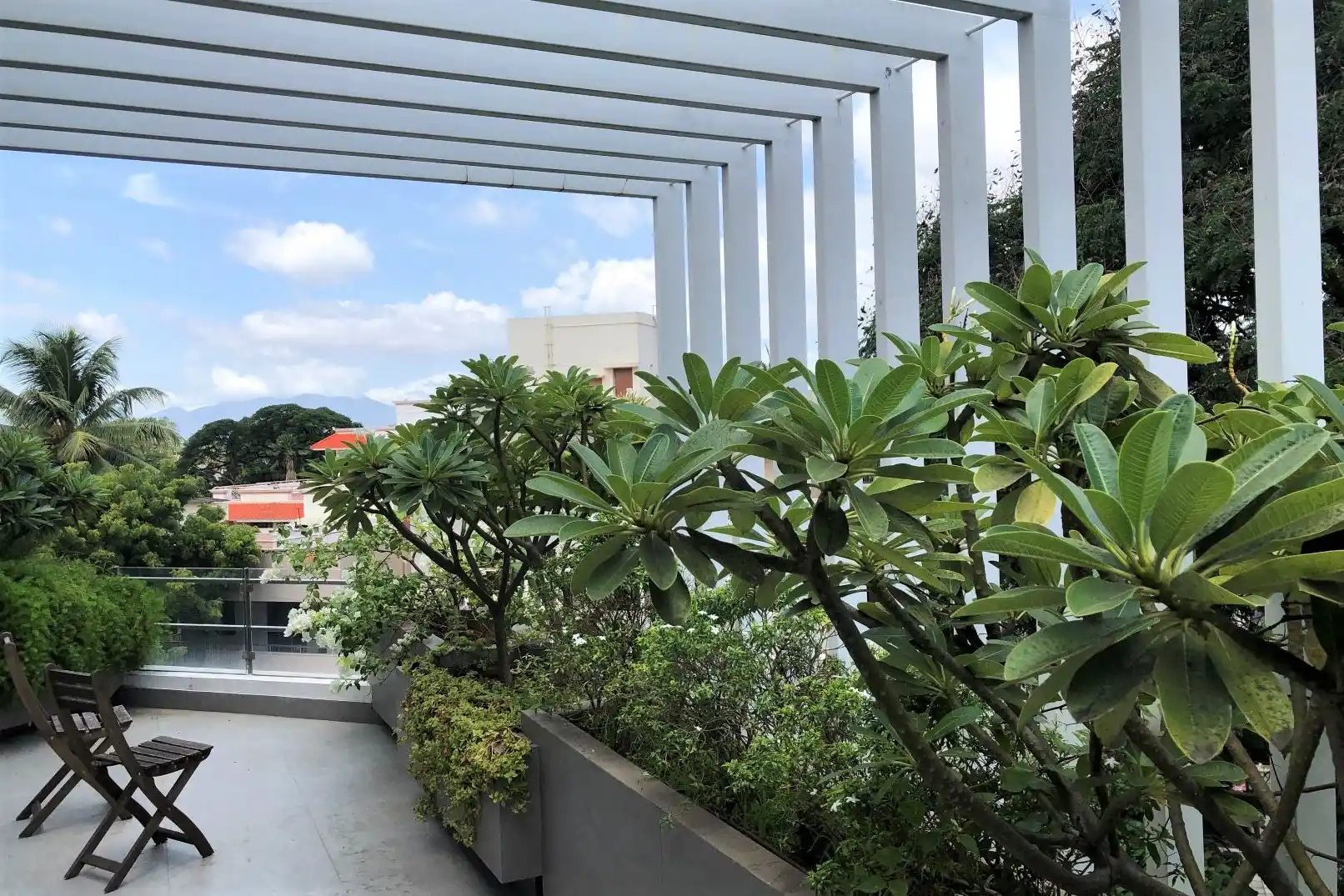 Multi level landscape for a residence.