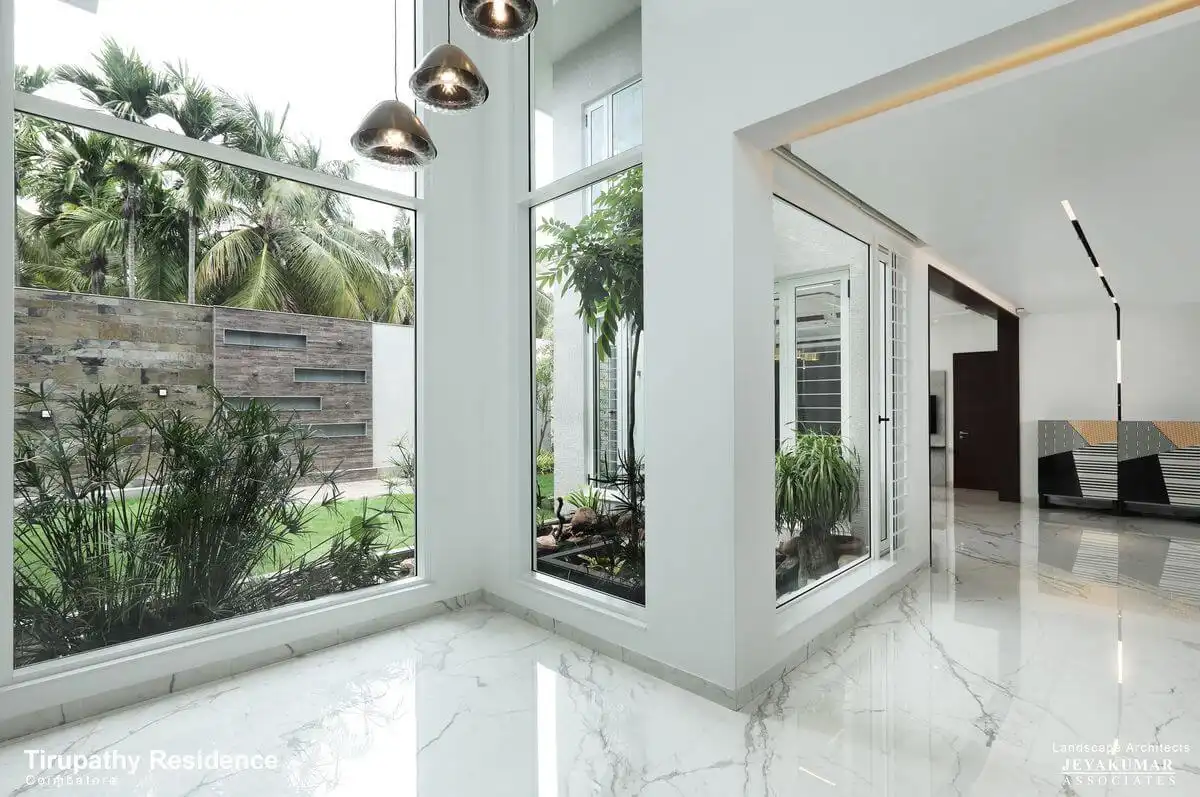 Landscape for a contemporary house with unlimited views to landscape.