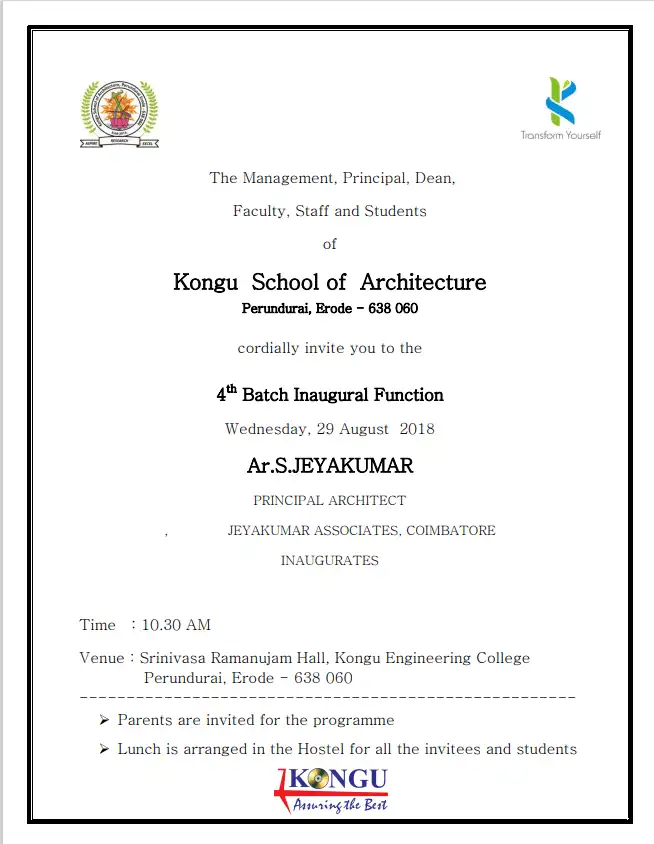 Kongu School of Architecture