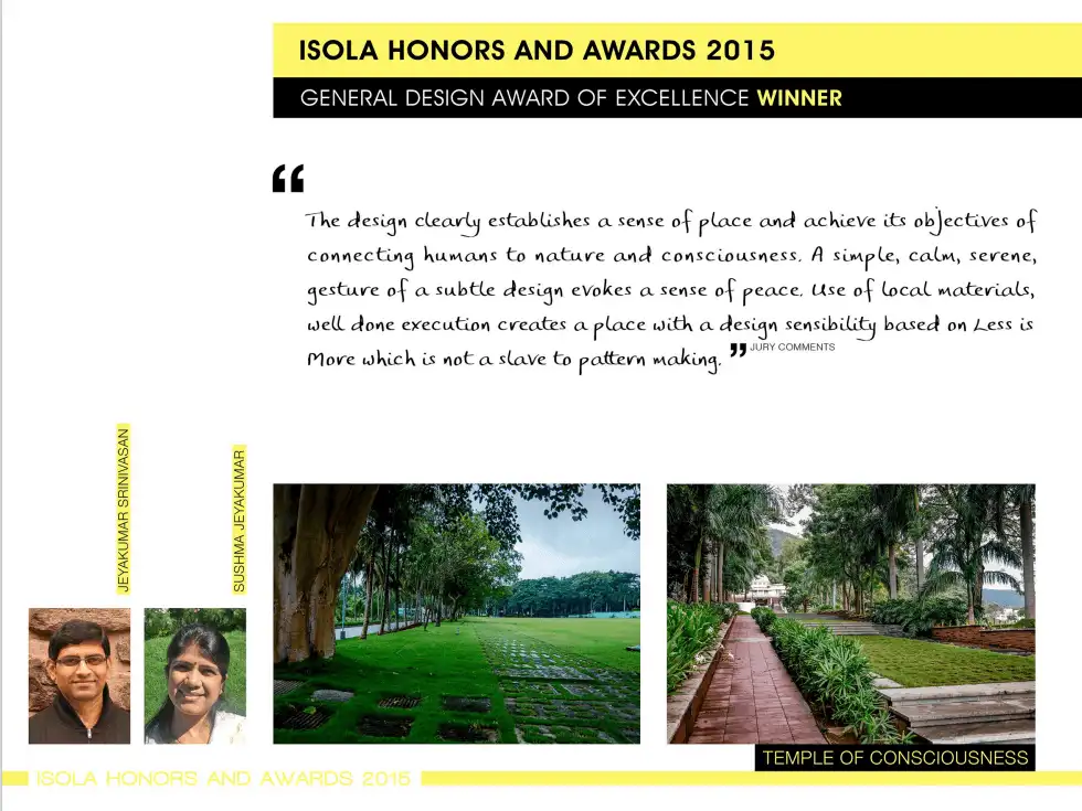 Ar.Sushma Jeyakumar and Ar.Jeyakumar receiving the prestigious ISOLA National Design Award 2015.